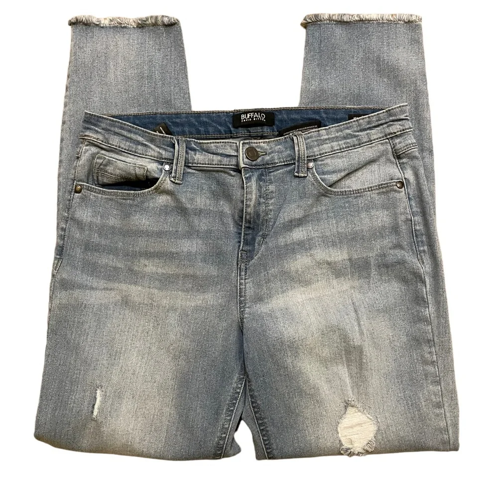 Buffalo David Bitton Jess Rip and Repair Mid Rise Skinny Jeans.  Size 8